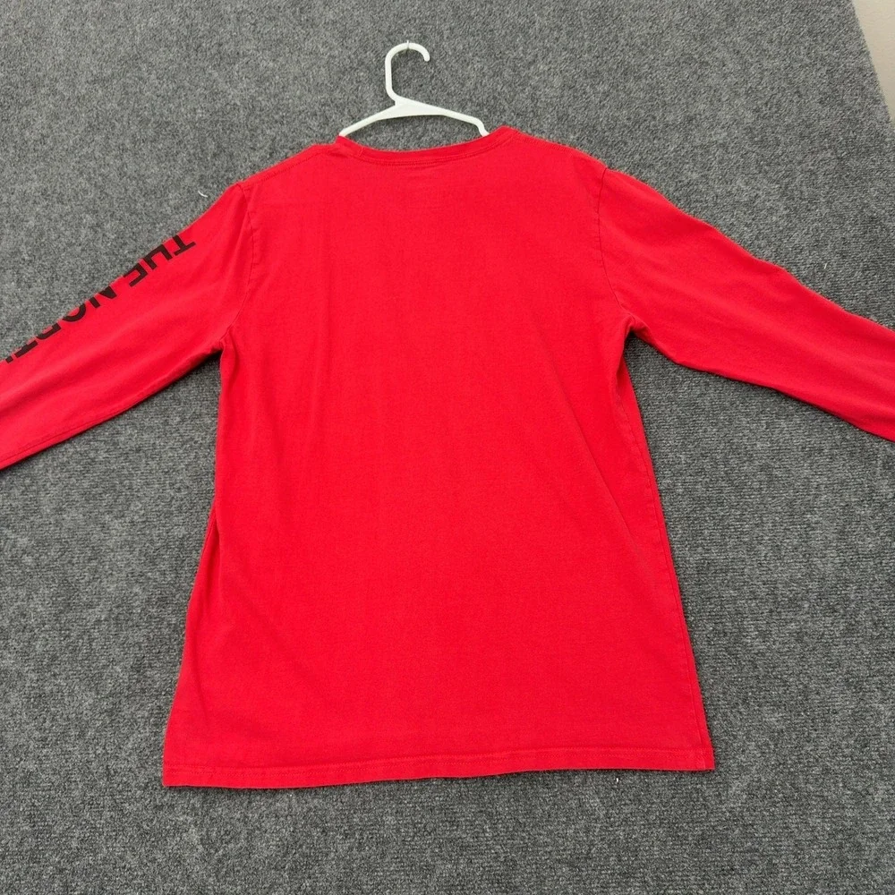 The North Face Long Sleeve Shirt Men M Red Cotton Graphic Mountain Outdoor Style